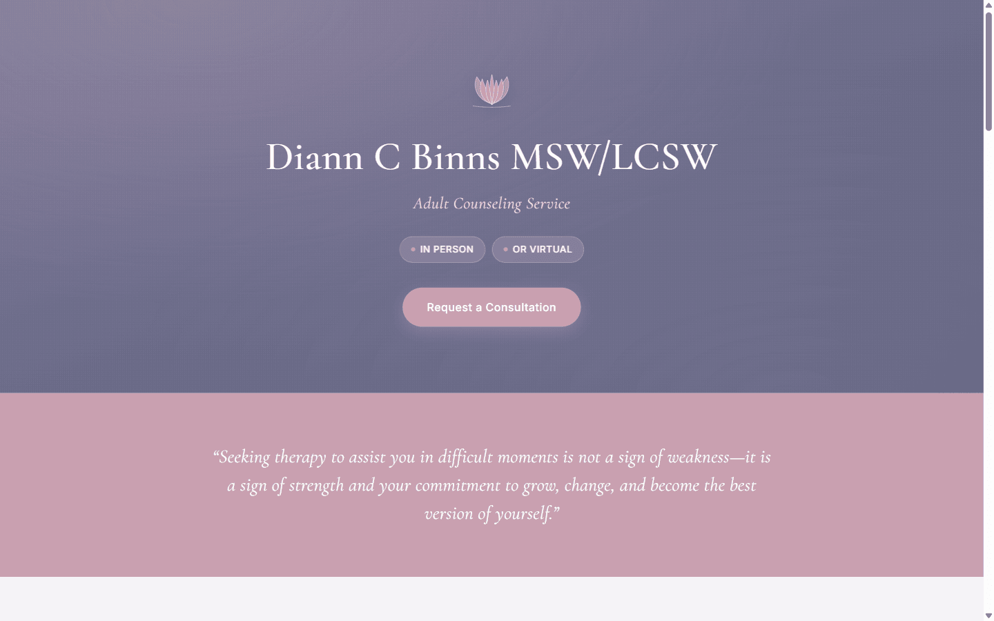 Diann C. Binns, MSW/LCSW website home page
