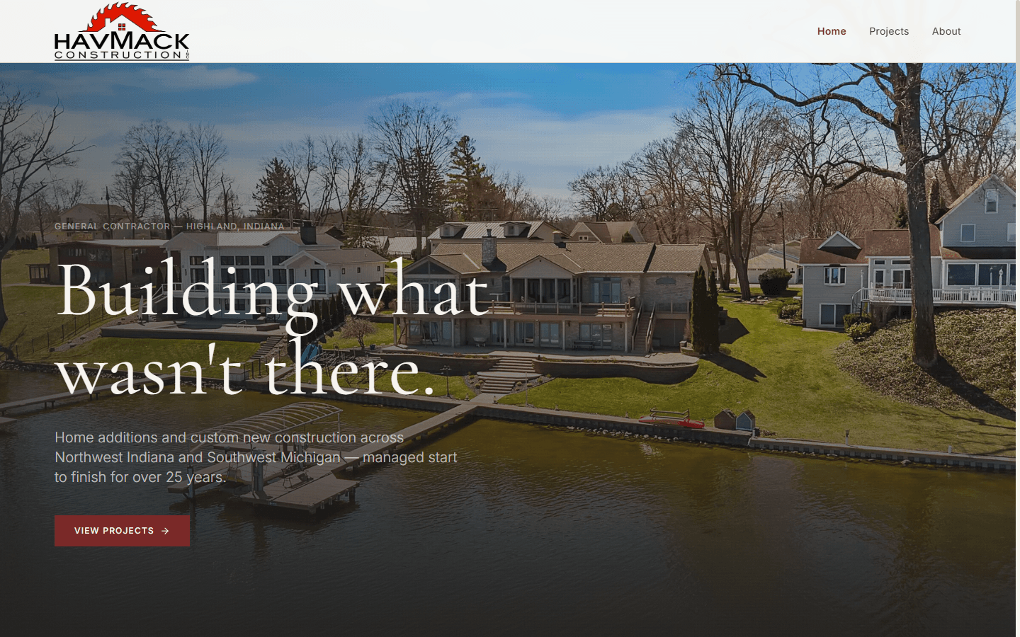 Havmack Construction website home page