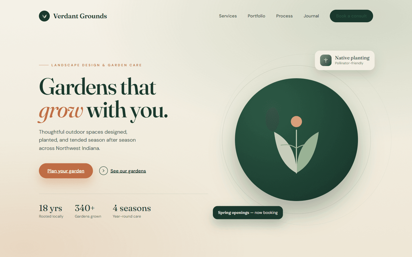 Verdant Grounds website home page