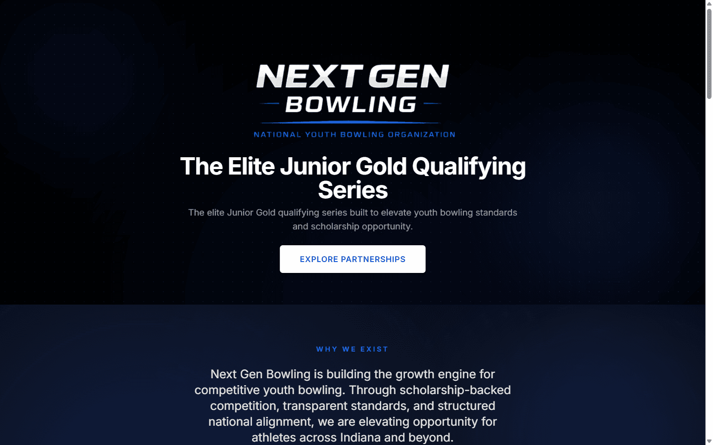 Next Gen Bowling Tour website home page